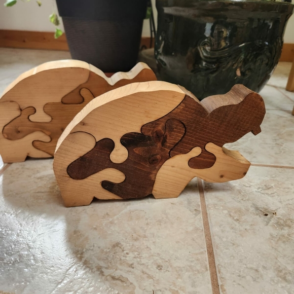 Handmade Wooden Hippo Puzzle Toy - Picture 2 of 3